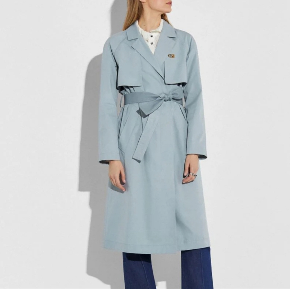 Coach Classic Trench Coat Robin Egg Blue  SZ 6